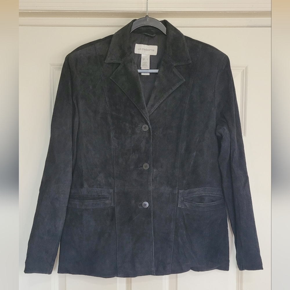 Vintage Liz Claiborne Genuine Suede Black Leather Jacket - Size L